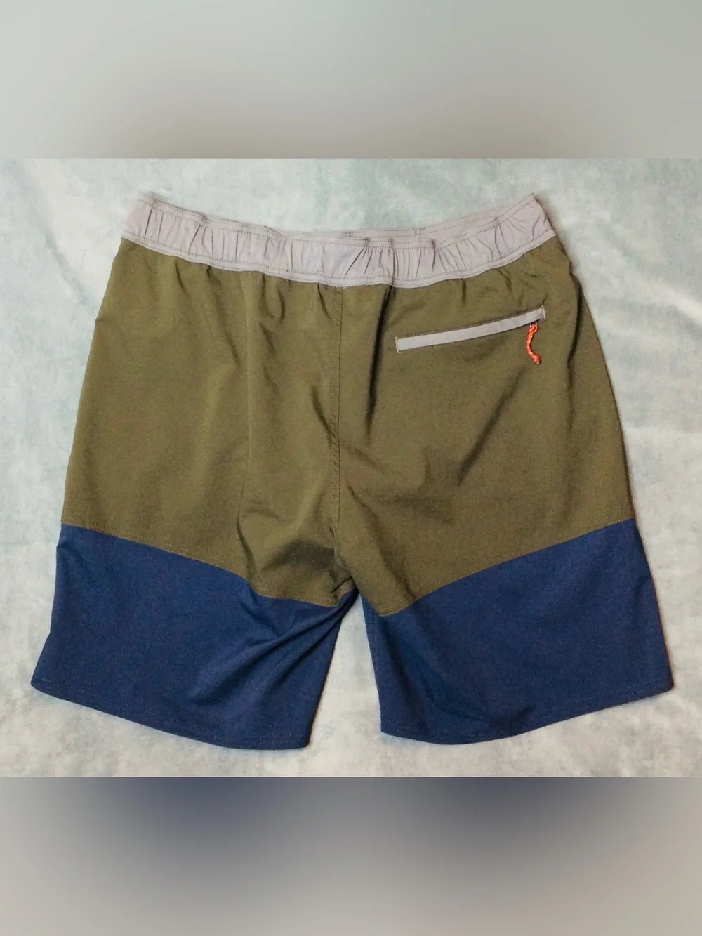 L.L. Bean Olive and Navy Colorblock Swim Board Shorts